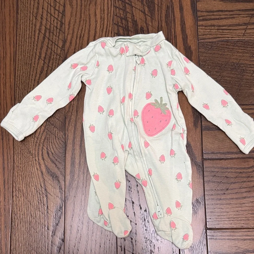 Carter's Baby Footie Sleepers - Mint Green, Peach, White with Prints - Picture 5 of 10